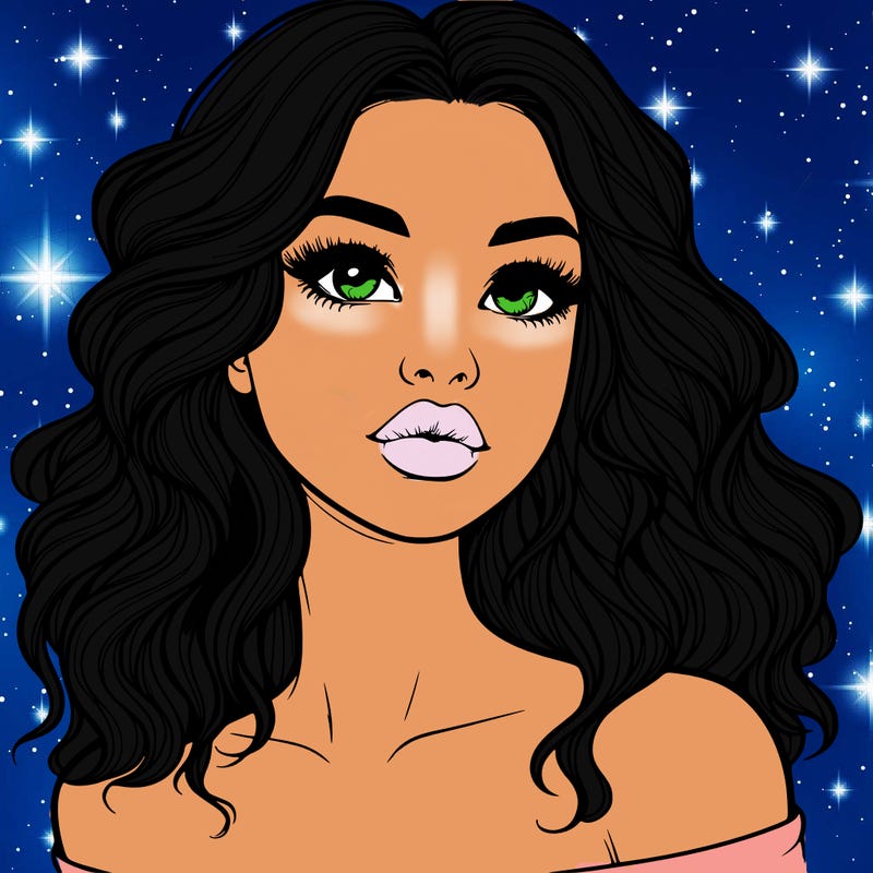 realistic girl with wavy hair and lips