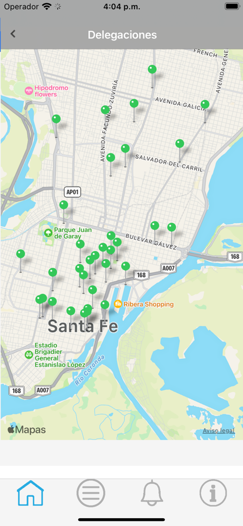 Mi IAPOS - Map showing Mi IAPOS office locations in Santa Fe city