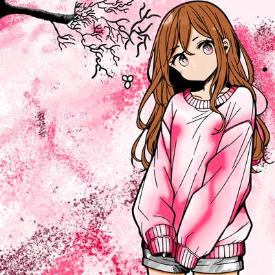 manga teen girl  in a sweater and baggy pants