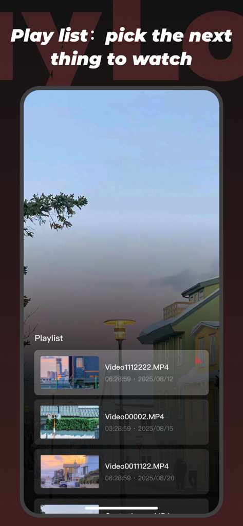 PlayLoad-Convenient Import - PlayLoad App Videowiedergabeliste mit importierten MP4-Dateien und Miniaturansichten
