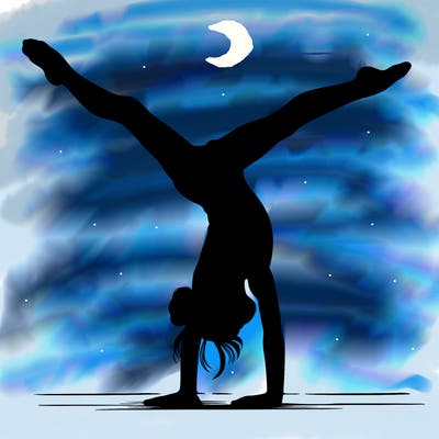 realistic gymnastic hand stand girl in four splits