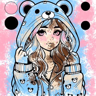 realistic girl in a animal pjs hoodie
