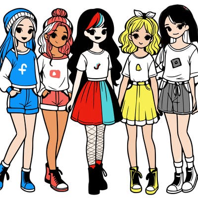 a group of five girls