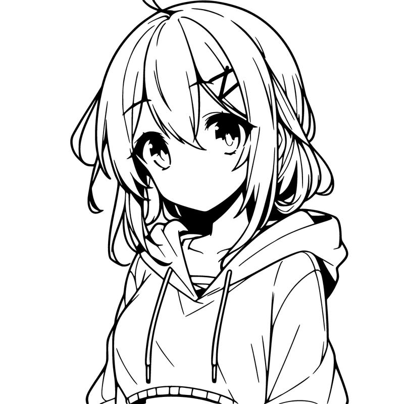 anime girl with hoddie