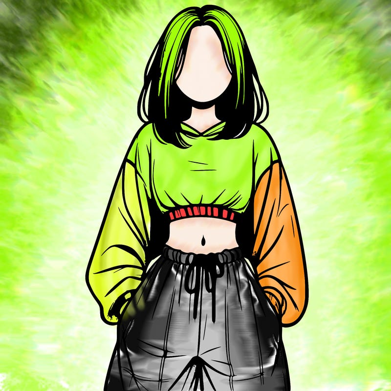 realistic girl faceless with baggy pants and a crop top