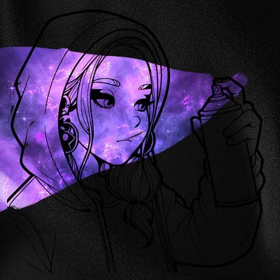 a realistic girl, spray painting