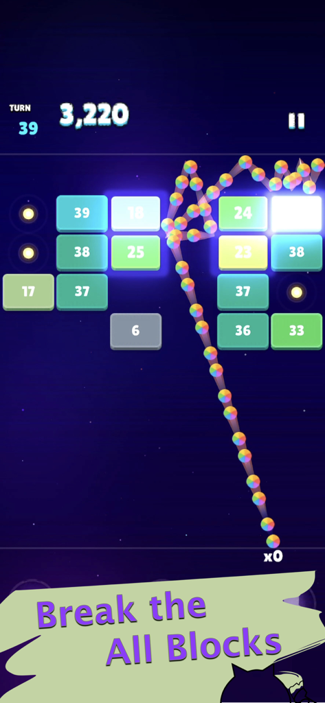 Cartoon Bricks Breaker - Gameplay of Cartoon Bricks Breaker showing colorful balls breaking numbered blocks