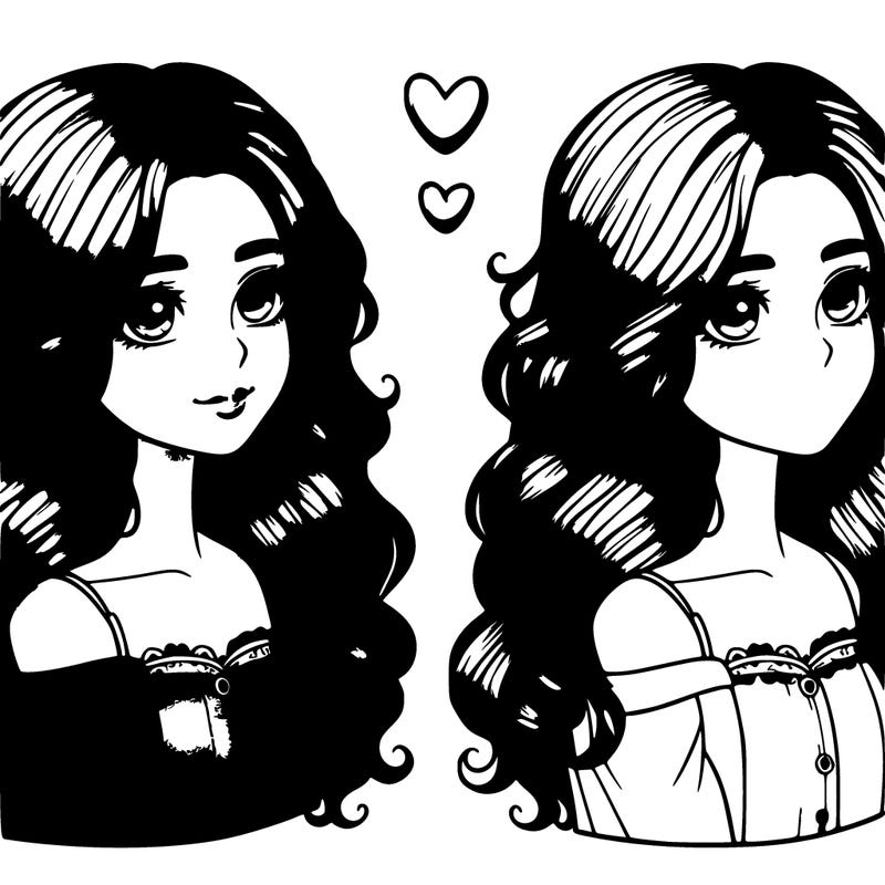 realistic girl with wavy hair