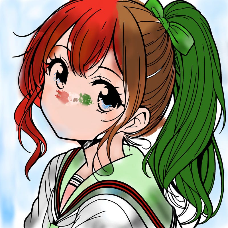 manga girl with ponytail