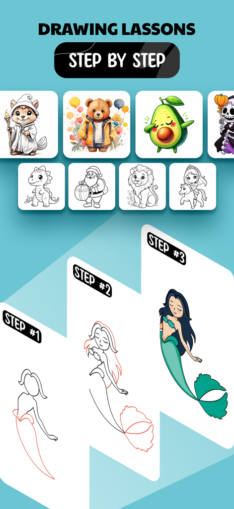 AR Drawing - Sketch - Lecciones de dibujo con instrucciones paso a paso para varios personajes de dibujos animados