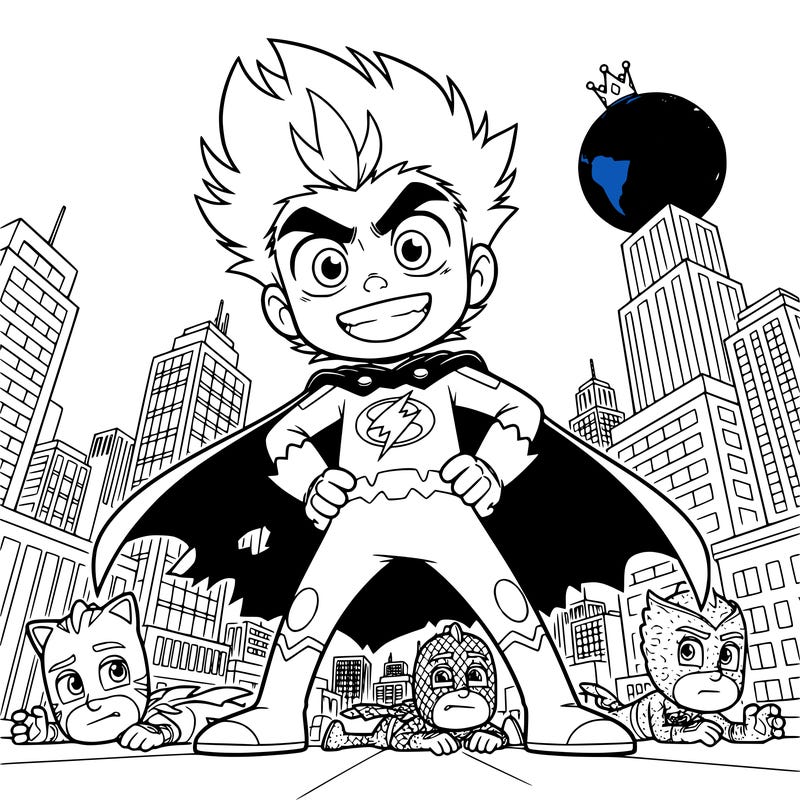 little boy with a white streak through his hair  who wants to defeat the pj masks and rule the world