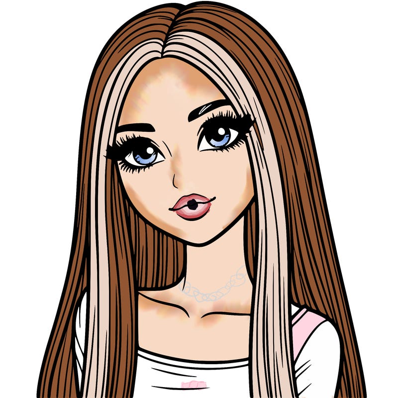 realistic girl with straight and long hair