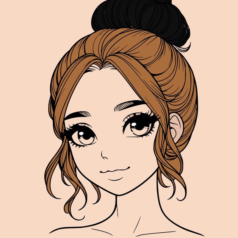 realistic pretty girl with hair in bun