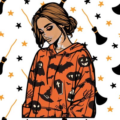 realistic woman in big sweatshirt