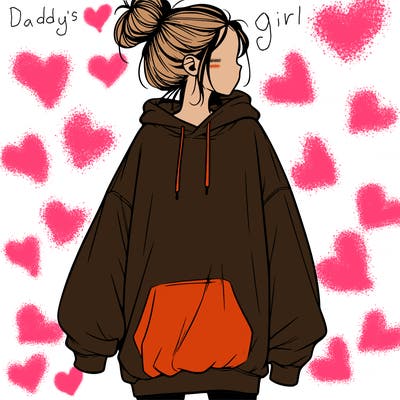 realistic girl with a oversized sweatshirt on and a bun