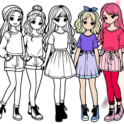 a group of five girls