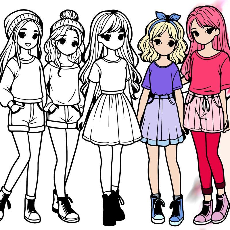 a group of five girls