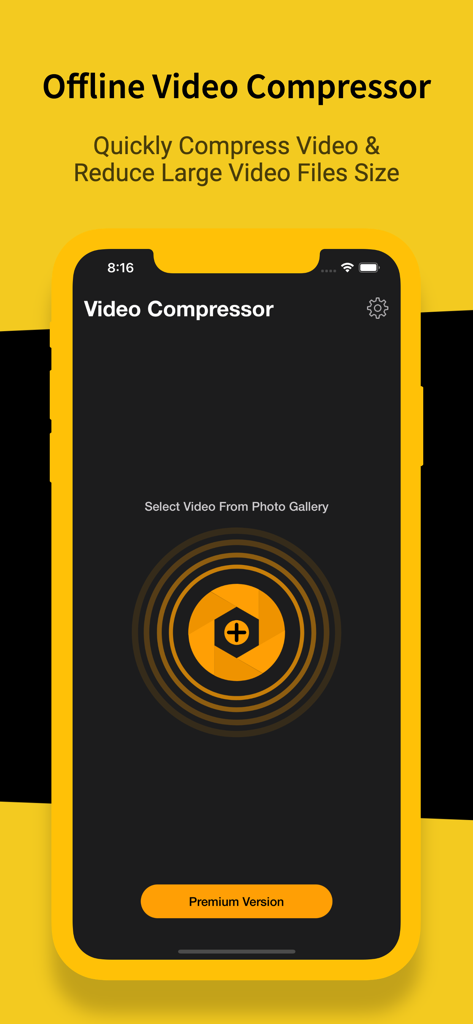 Video Compressor . - Offline Video Compressor app interface showing the option to select a video from the gallery