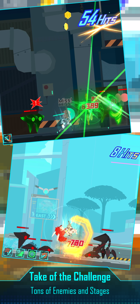 Ninja Gear - さまざまなゲームレベルでメカの敵と戦うサイバーニンジャの戦闘