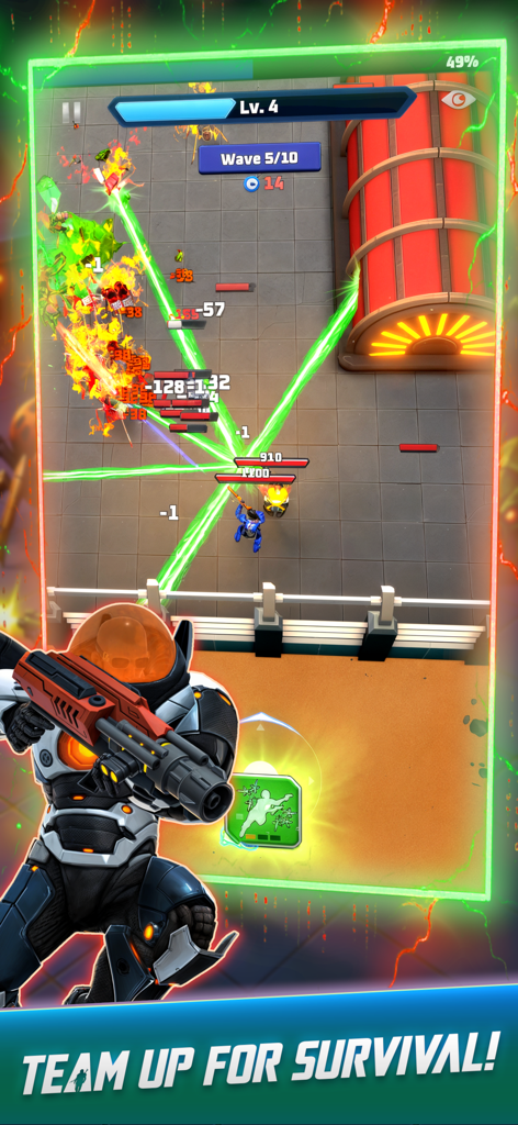 Space Quest: Alien Invasion - Gameplay di sparatutto roguelike dall'alto di Space Quest Alien Invasion con un eroe in armatura potenziata e combattimenti laser