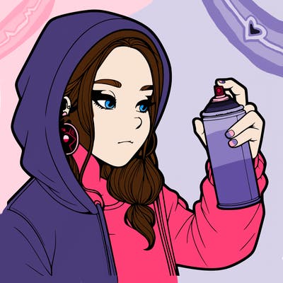 a realistic girl, spray painting