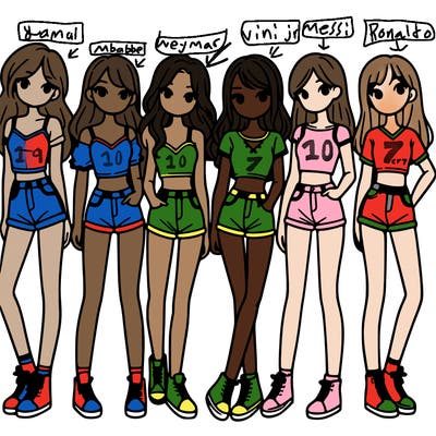 a group of girls wearing crop tops and shorts