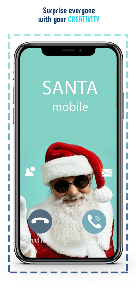 A smartphone displaying a fake incoming call from Santa Claus