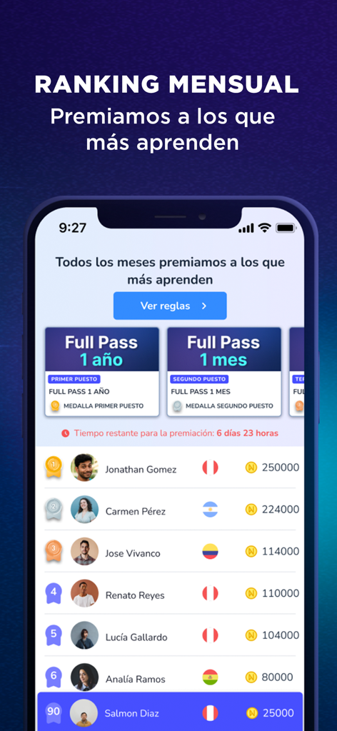 NETZUN - Tela de ranking mensal do aplicativo NETZUN mostrando o placar dos alunos e prêmios.