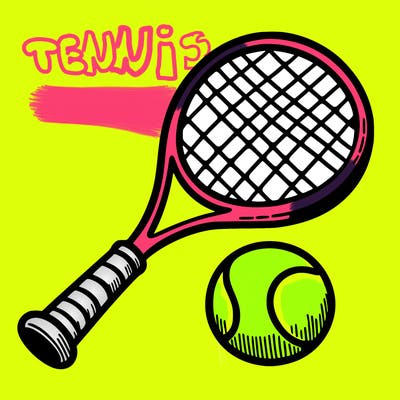 tennis ball and racket