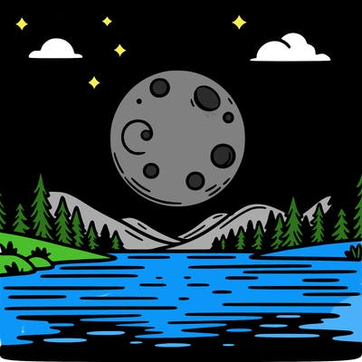 moonlight shining on a lake