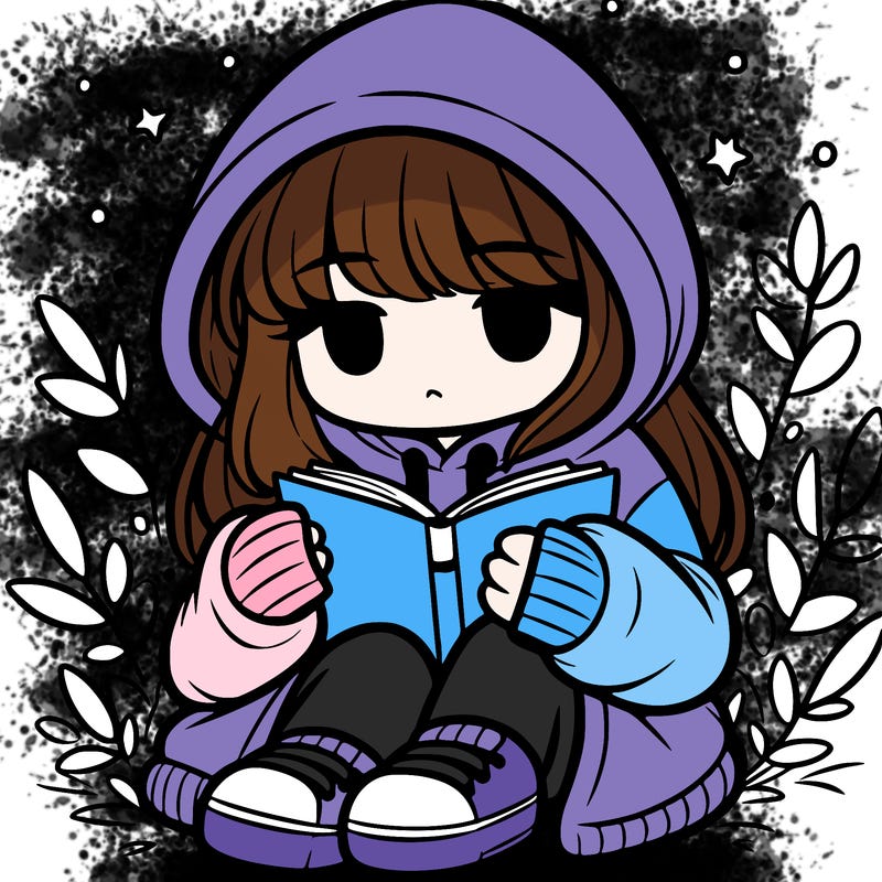 girl in oversized hoodie reading a book