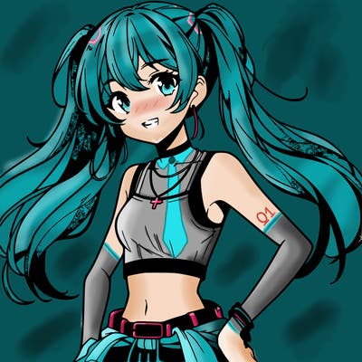 anime girl wearing crop top