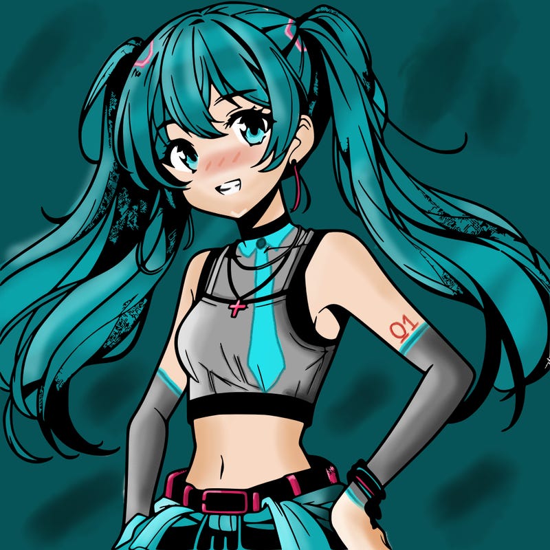 anime girl wearing crop top