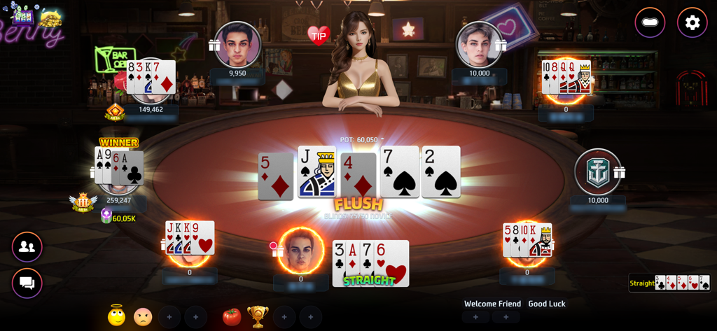 Poker Master - Texas Hold’em - Online multiplayer Texas Holdem poker table with a dealer and player avatars