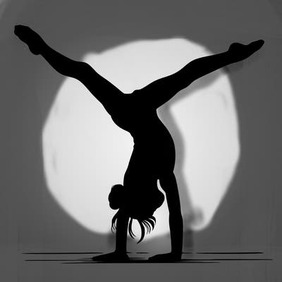 realistic gymnastic hand stand girl in four splits