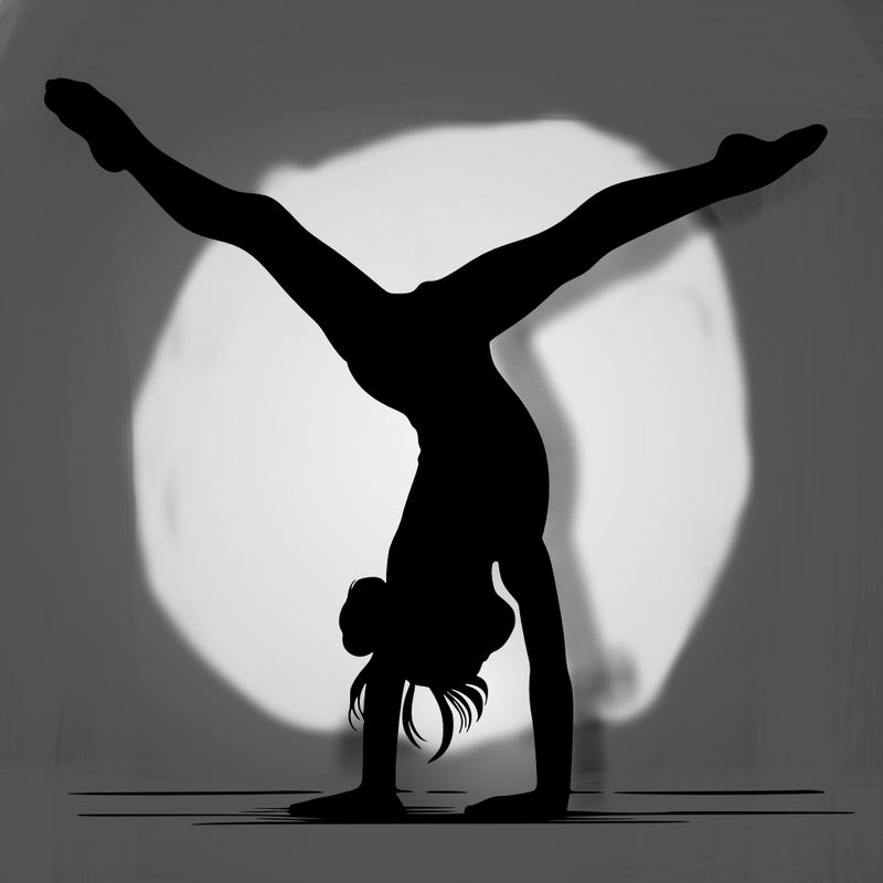 realistic gymnastic hand stand girl in four splits