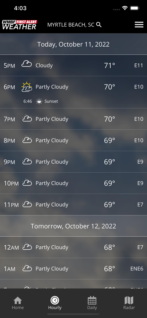 WMBF First Alert Weather - Hourly weather forecast for Myrtle Beach on the WMBF First Alert Weather app
