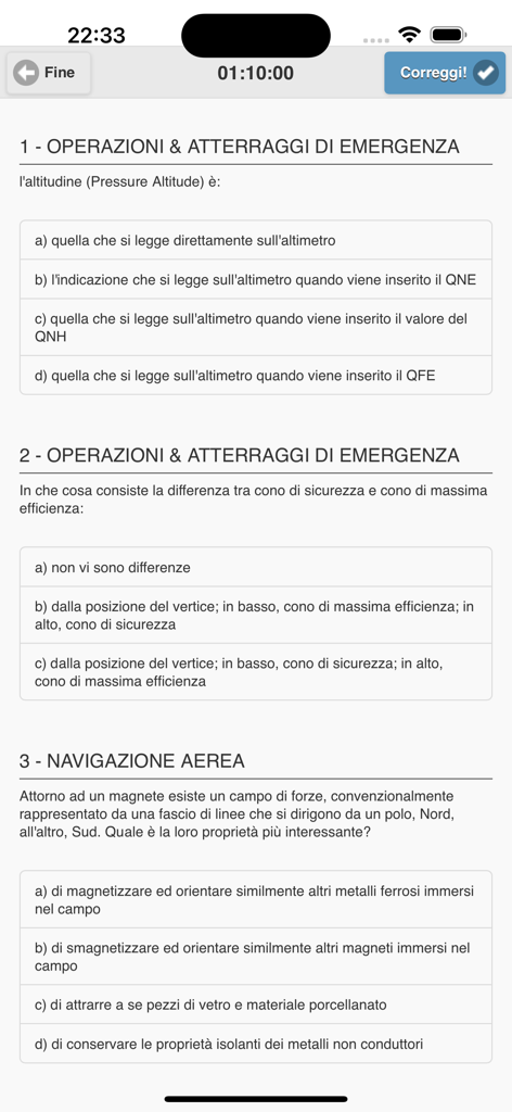 Screenshot of the Quiz VDS mobile app displaying multiple-choice questions for the ultralight pilot certification exam.