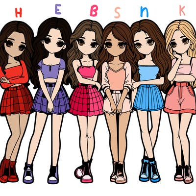 a group of girls realistic