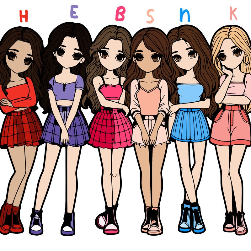 a group of girls realistic