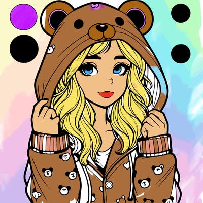 realistic girl in a animal pjs hoodie