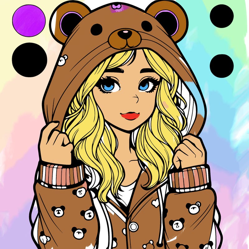 realistic girl in a animal pjs hoodie