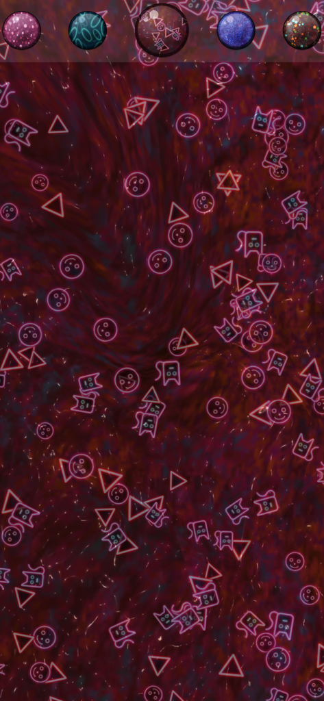 Virtual slime simulation with neon pink shapes and texture selection menu