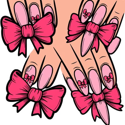 nails with cute bows