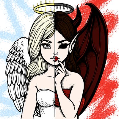 realistic angel half demon