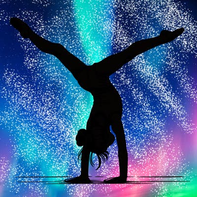 realistic gymnastic hand stand girl in four splits