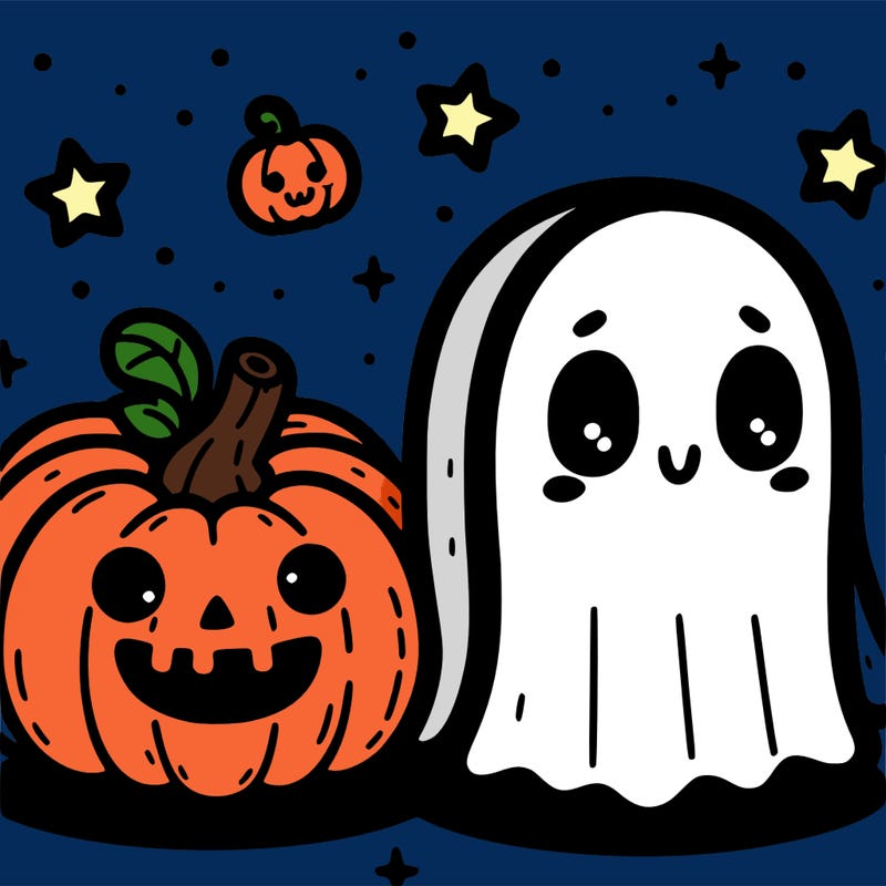 cute pumpkin and ghost