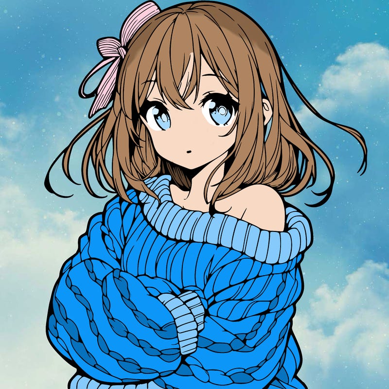 beautiful anime girl wearing a sweater