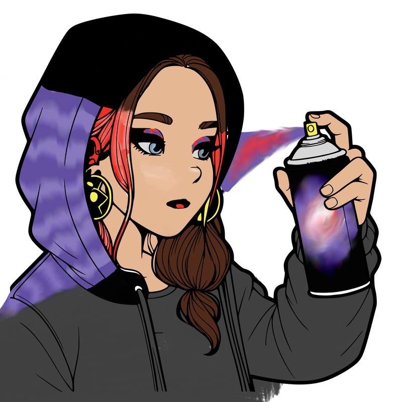 a realistic girl, spray painting