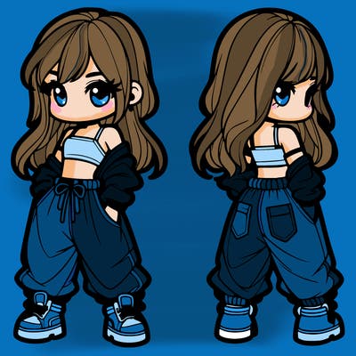 girl in crop top and baggy pants